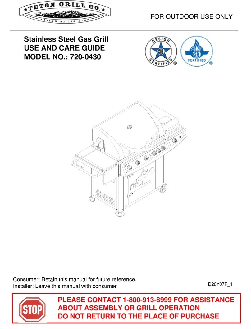 Teton Grill 720-0430 Use and care guide