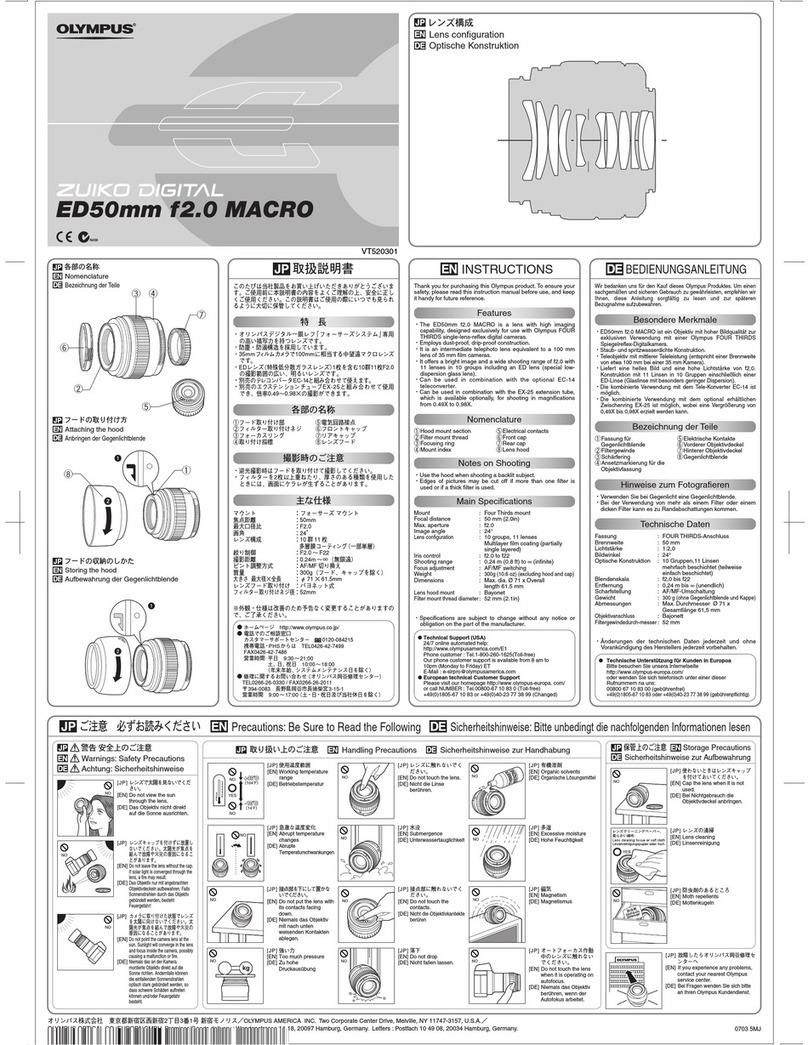 Olympus ZUIKO DIGITAL ED50mm f2.0 MACRO User manual