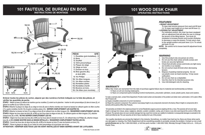 Office Star Products Wheelchair operating instructions