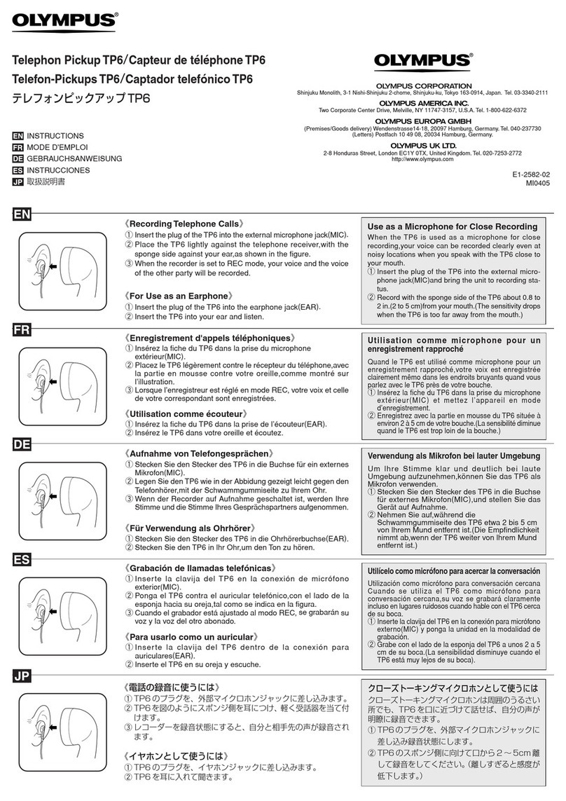 Olympus Telephone Pickup TP-6 instructions