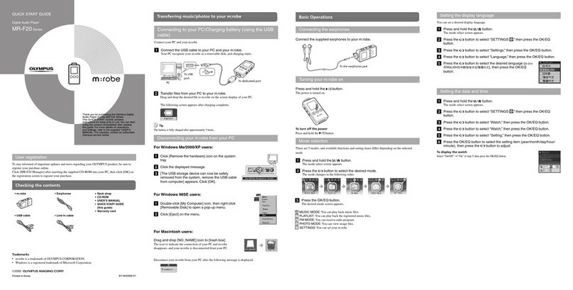 Olympus m:robe MR-F20 Series quick start guide