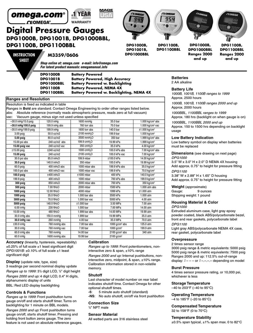 Omega DPG1000B instruction sheet
