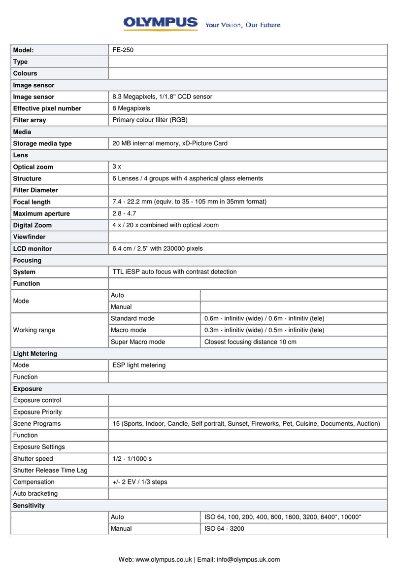 Olympus FE 250 - Digital Camera - Compact Specifications