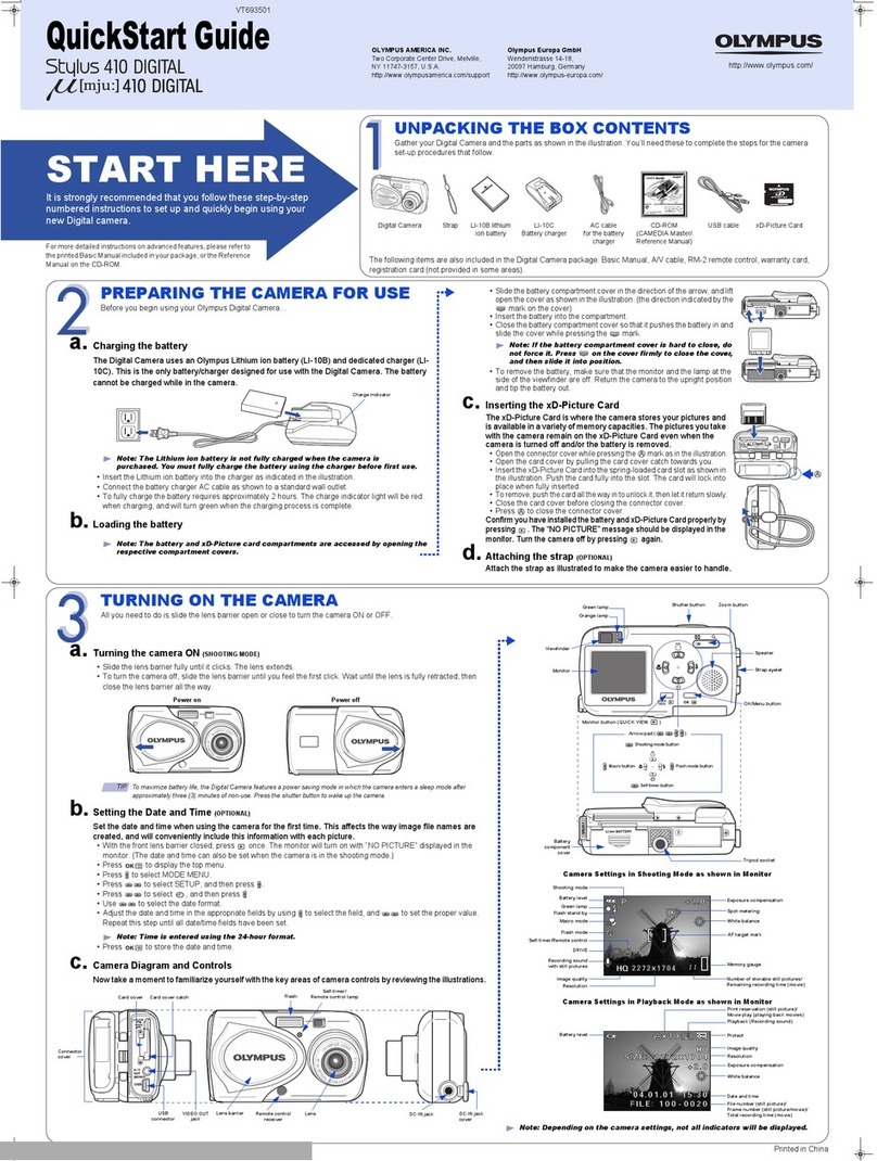 Olympus u[MJU:] 410 quick start guide