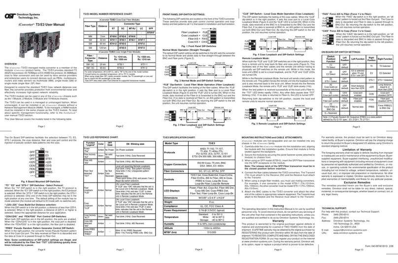 Omnitron Systems Technology iConverter T3/E3 user manual