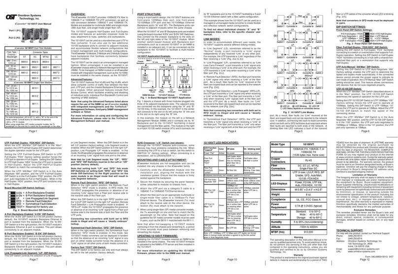 Omnitron Systems Technology iConverter 10/100VT User manual