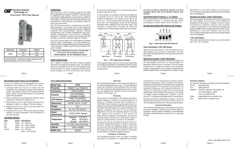 Omnitron Systems Technology iConverter 10T/2 user manual