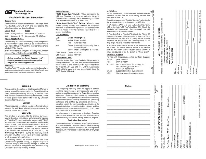 Omnitron Systems Technology FlexPoint TR User manual