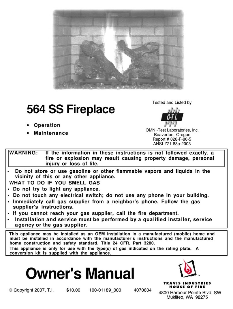Travis Industries GreenSmart Fireplace 564 SS User manual