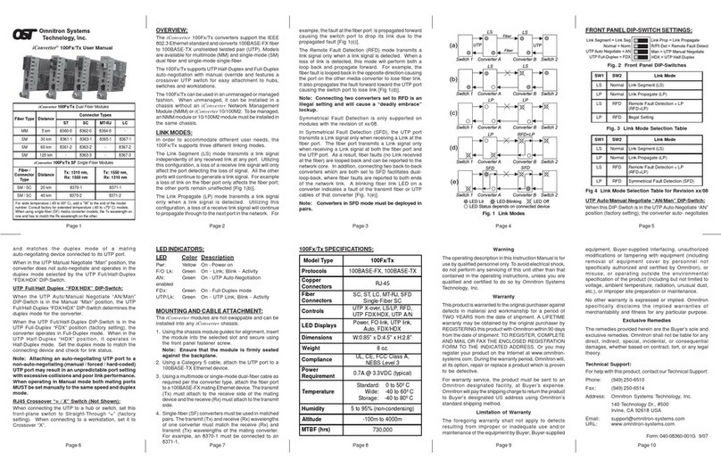 Omnitron Systems Technology iConverter 100Tx user manual