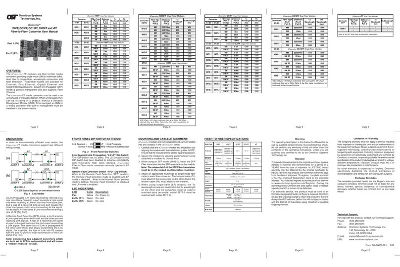 Omnitron Systems Technology Fiber-to-Fiber Converter 1000FF user manual