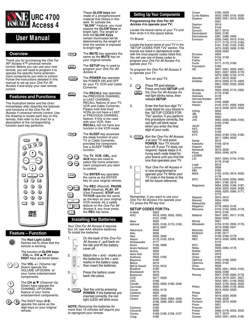 One Forall URC 4700 Access 4 user manual