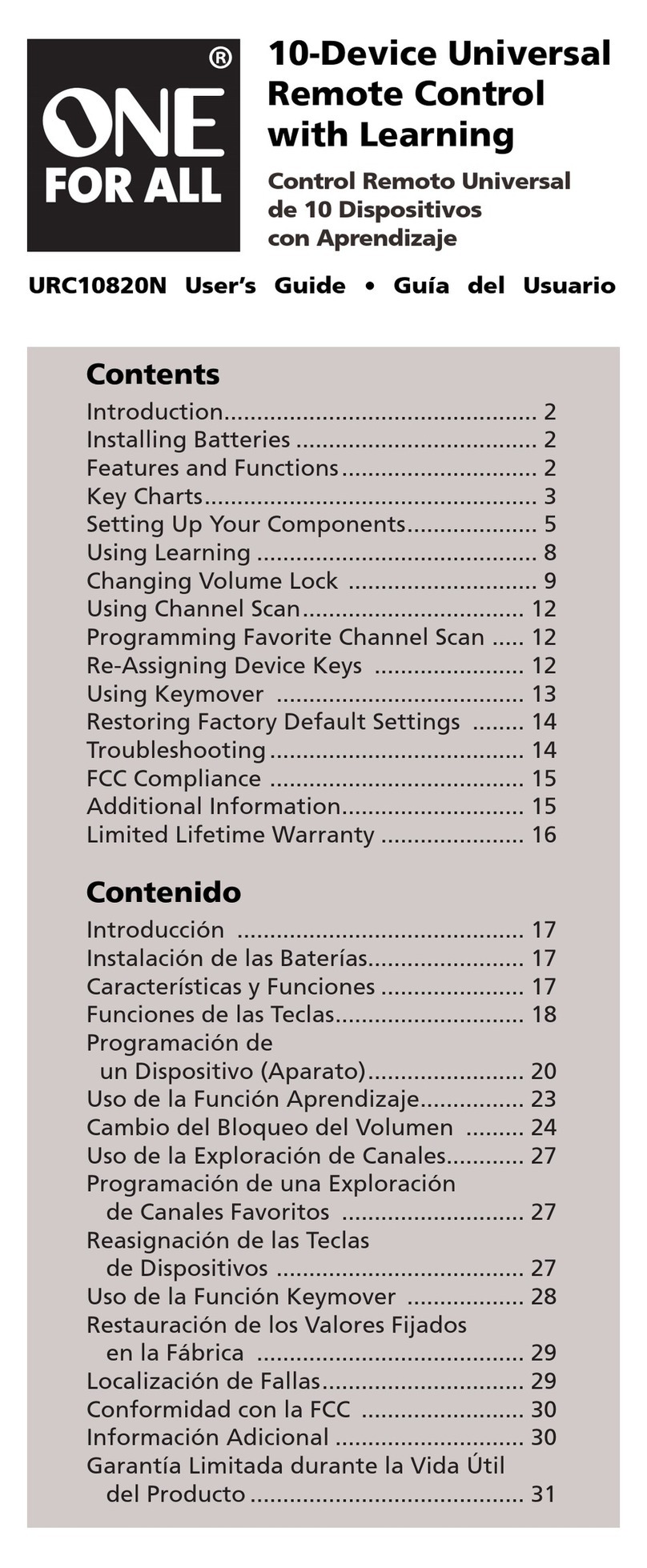One Forall URC10820N user guide