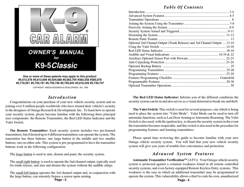 Omega Vehicle Security K9-5Classic owner's manual