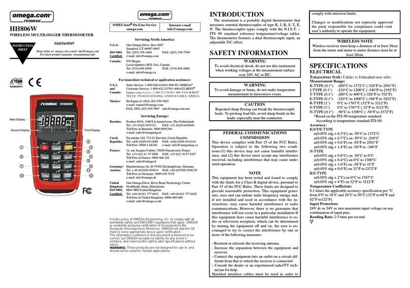 Omega HH806W User manual