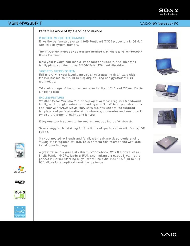 Sony VGN-NW235F/T Specifications