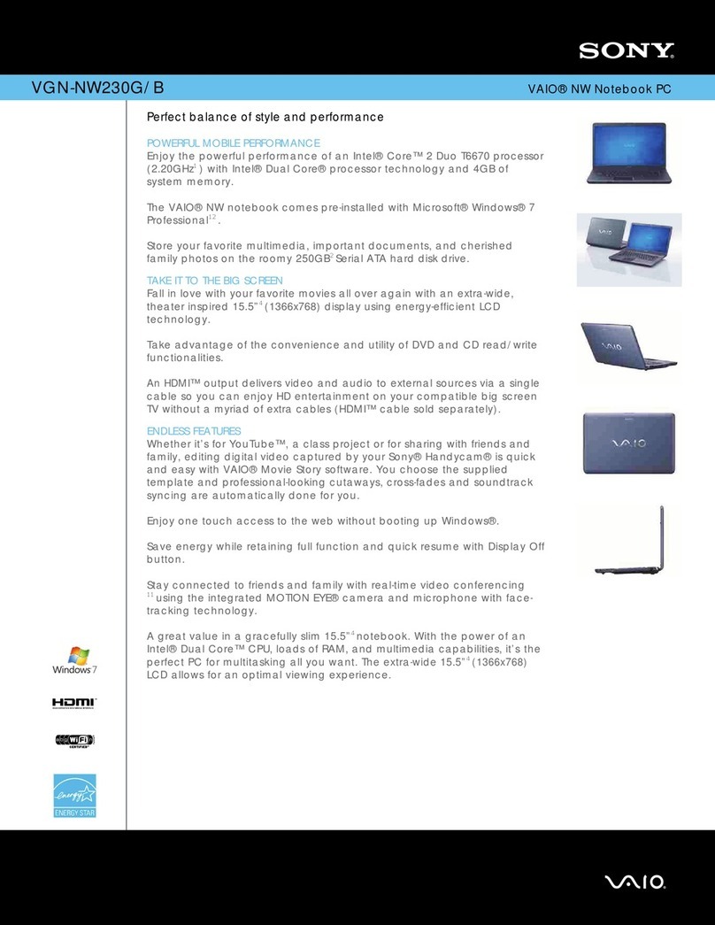 Sony VGN-NW230G/B User manual