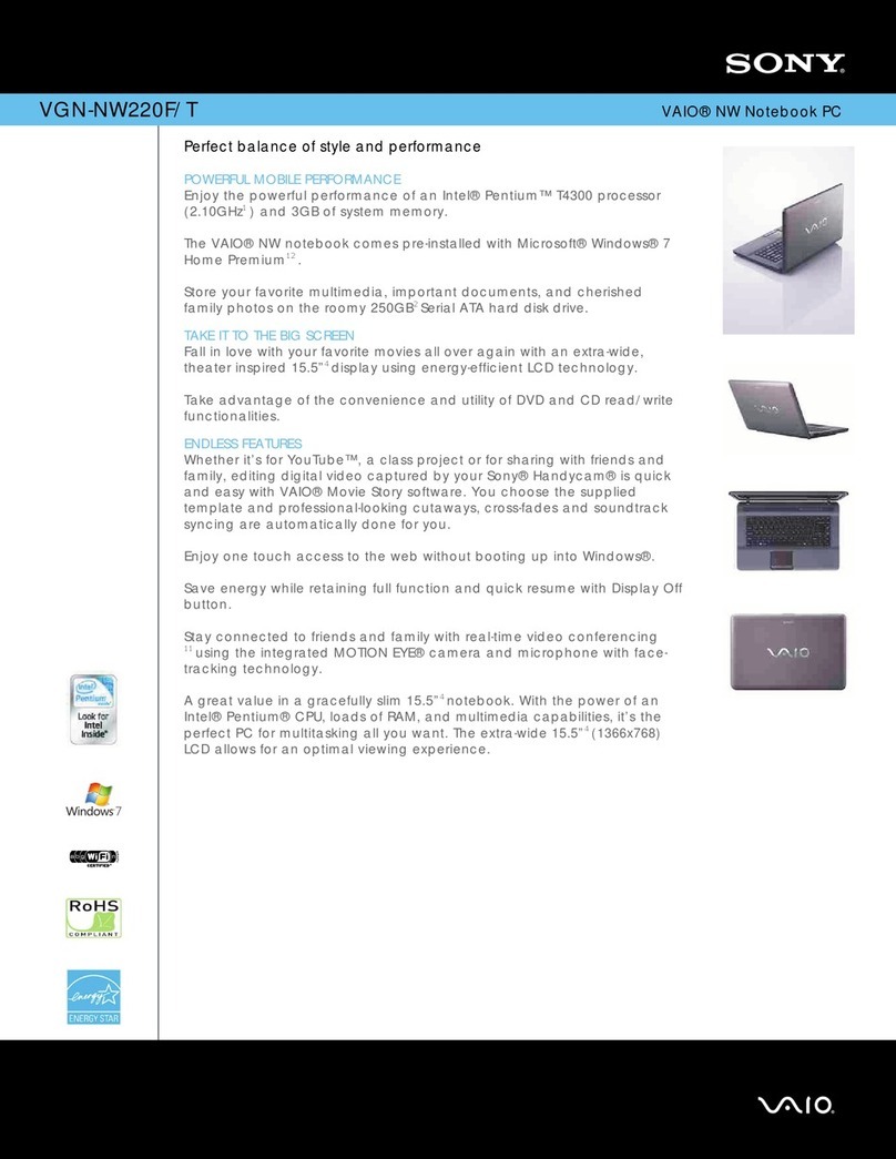 Sony VGN-NW220F/T Specifications