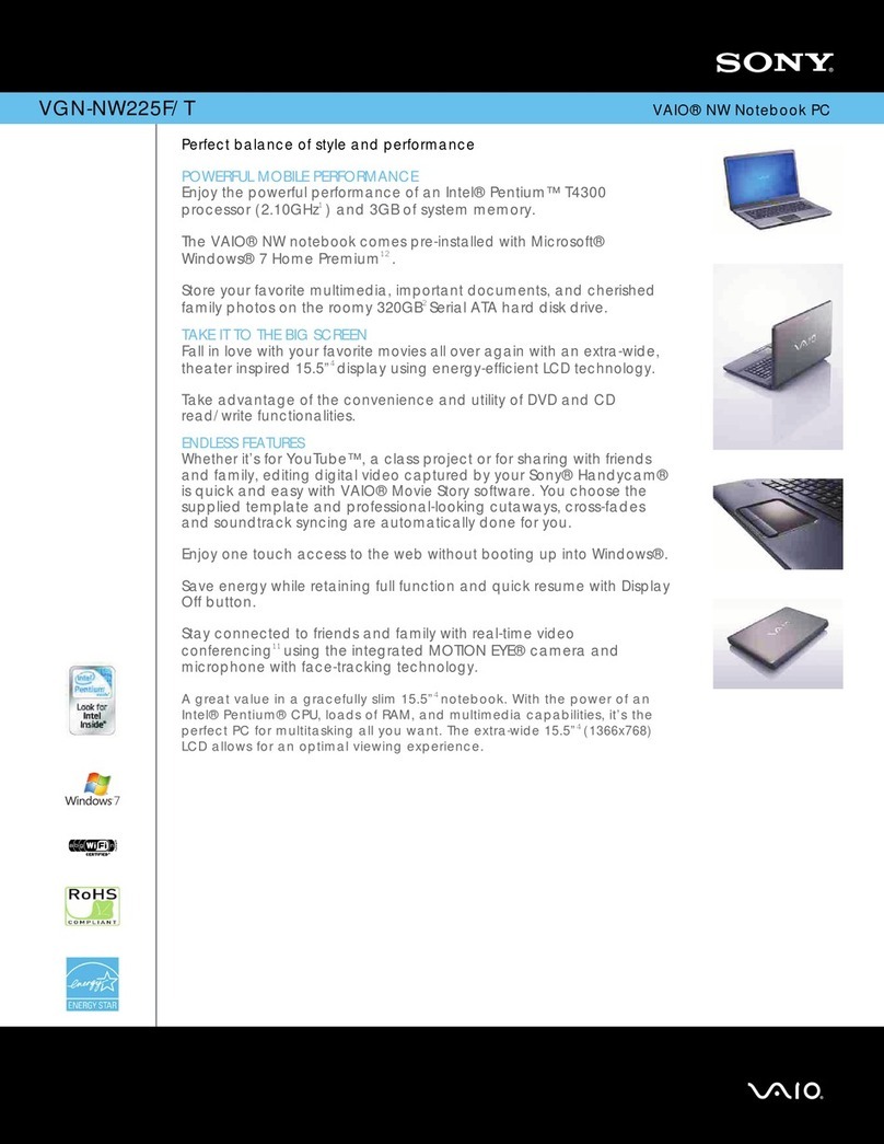 Sony VGN-NW225F/T User manual