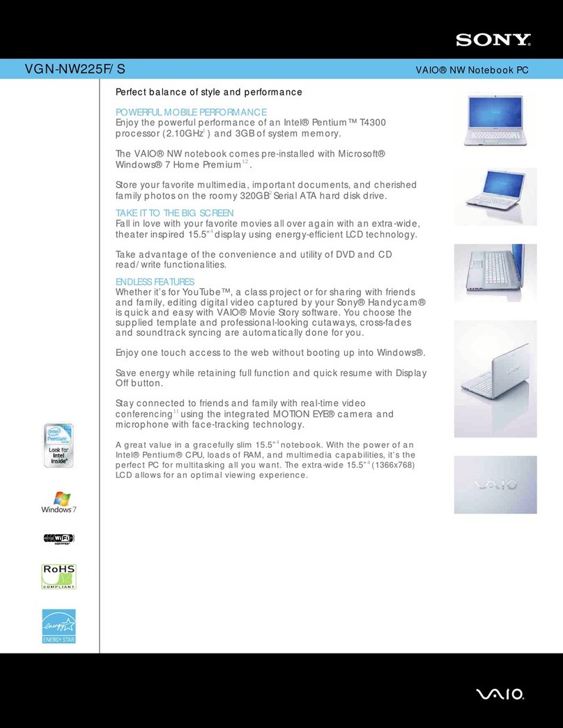 Sony VGN-NW225F/S Specifications