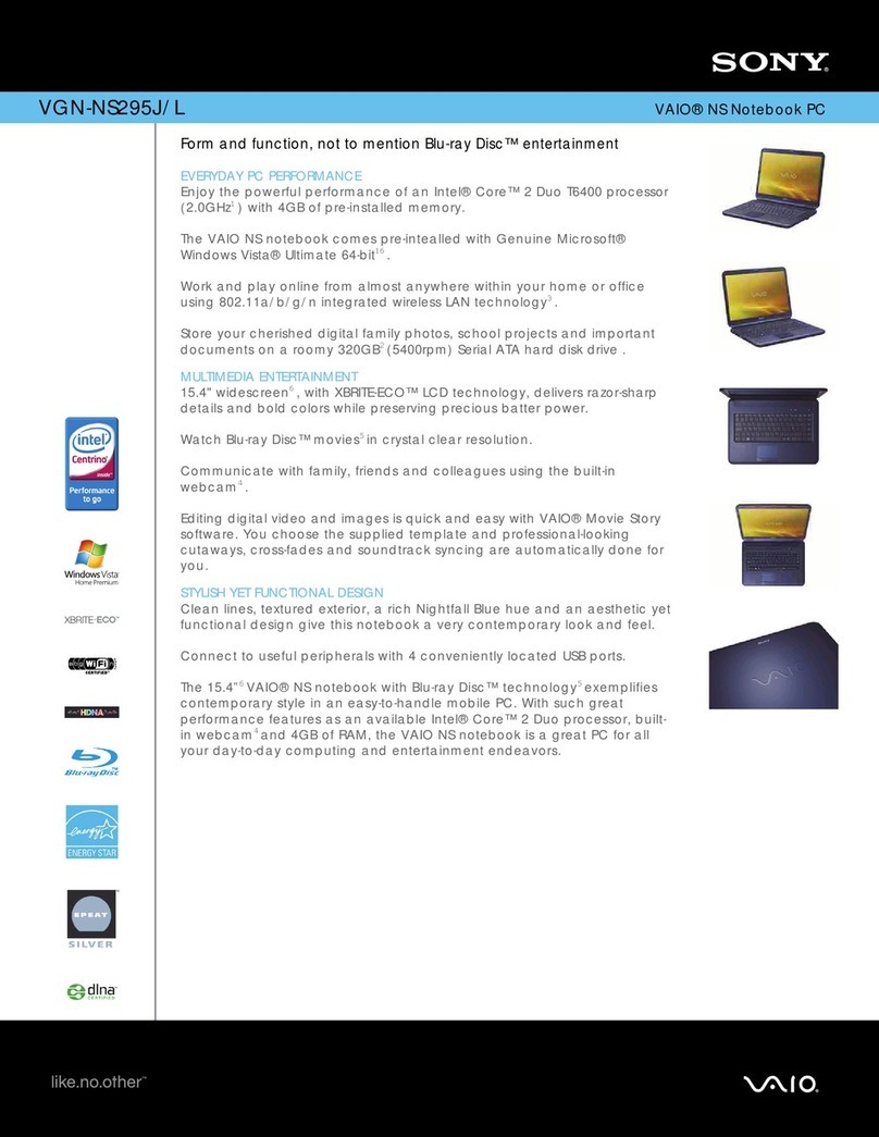 Sony VGN-NS295J/L Specifications