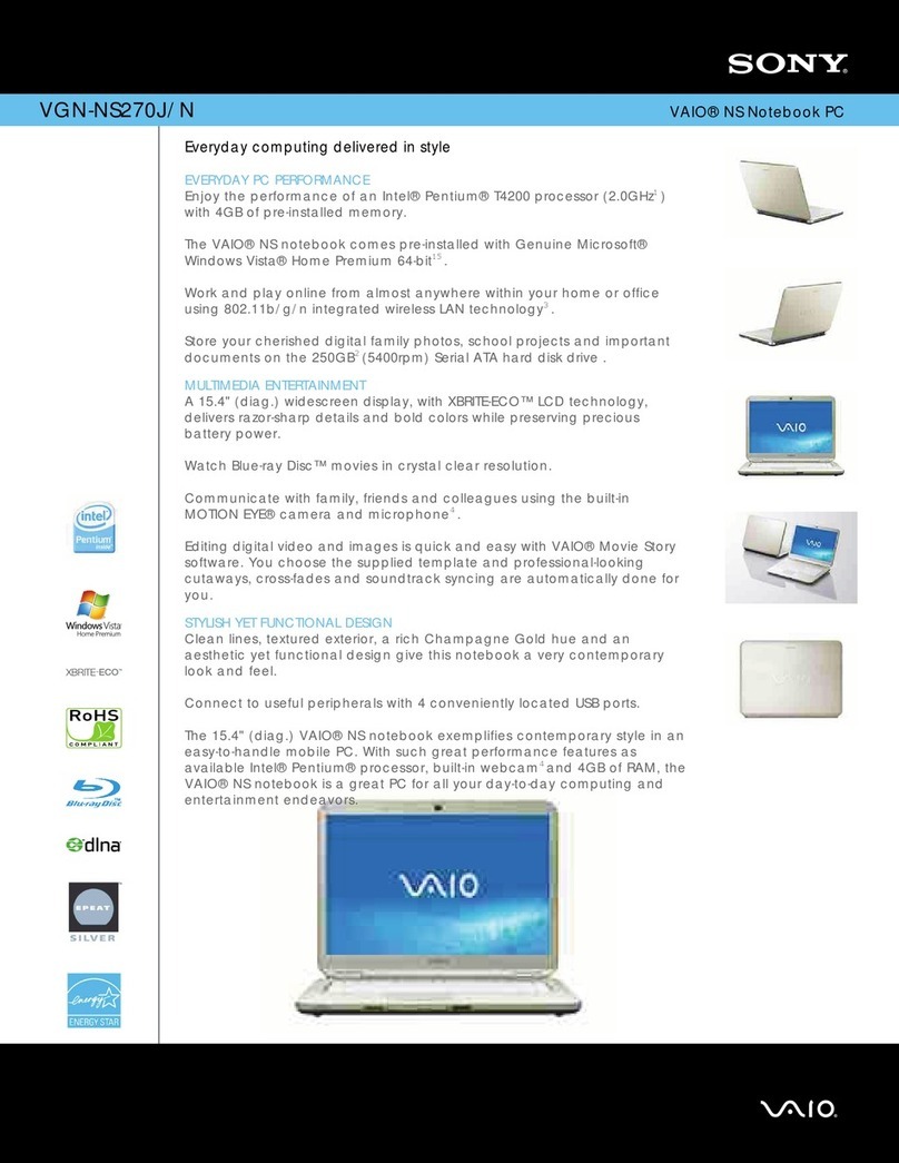 Sony VGN-NS270J/N Specifications