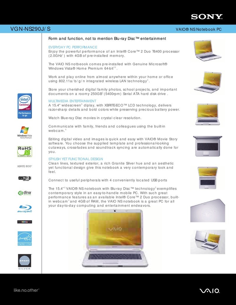 Sony VGN-NS290J/S Specifications