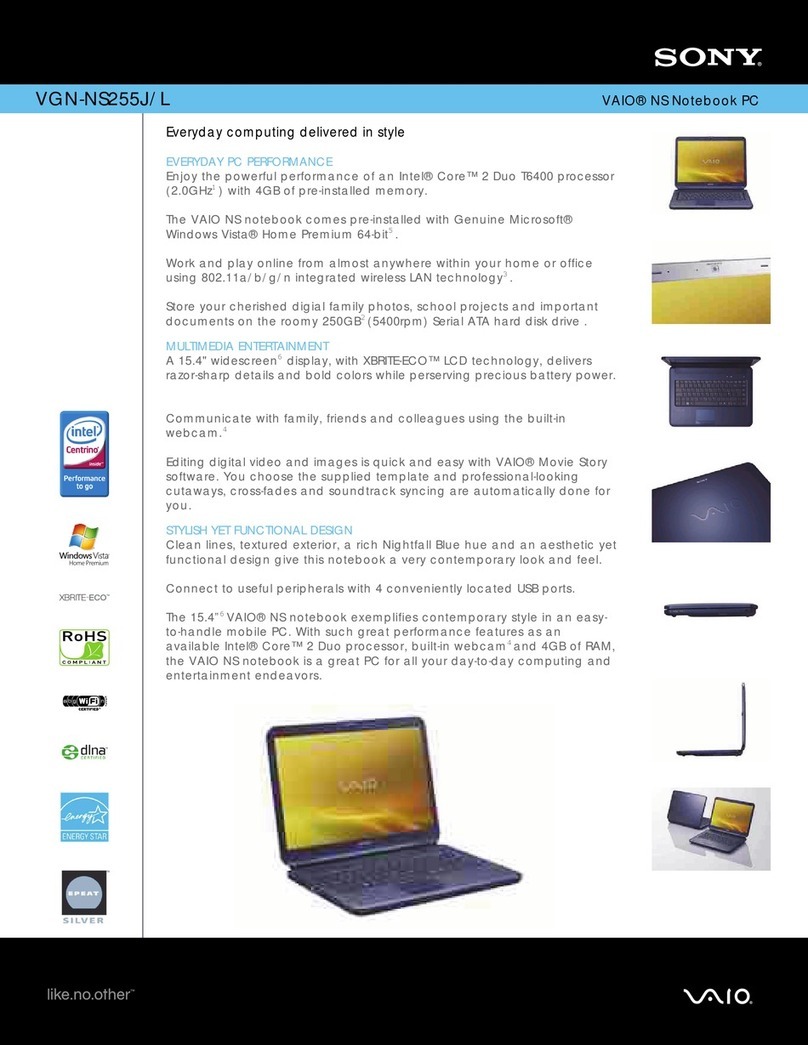 Sony VGN-NS255J/L Specifications