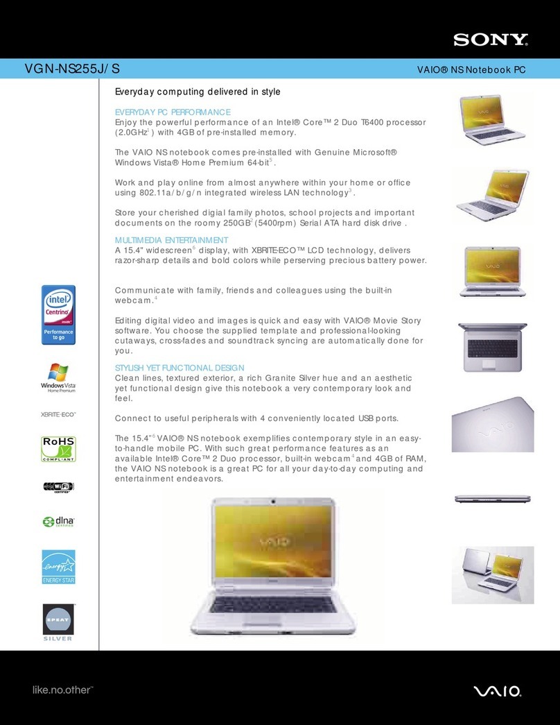 Sony VGN-NS255J/S Specifications