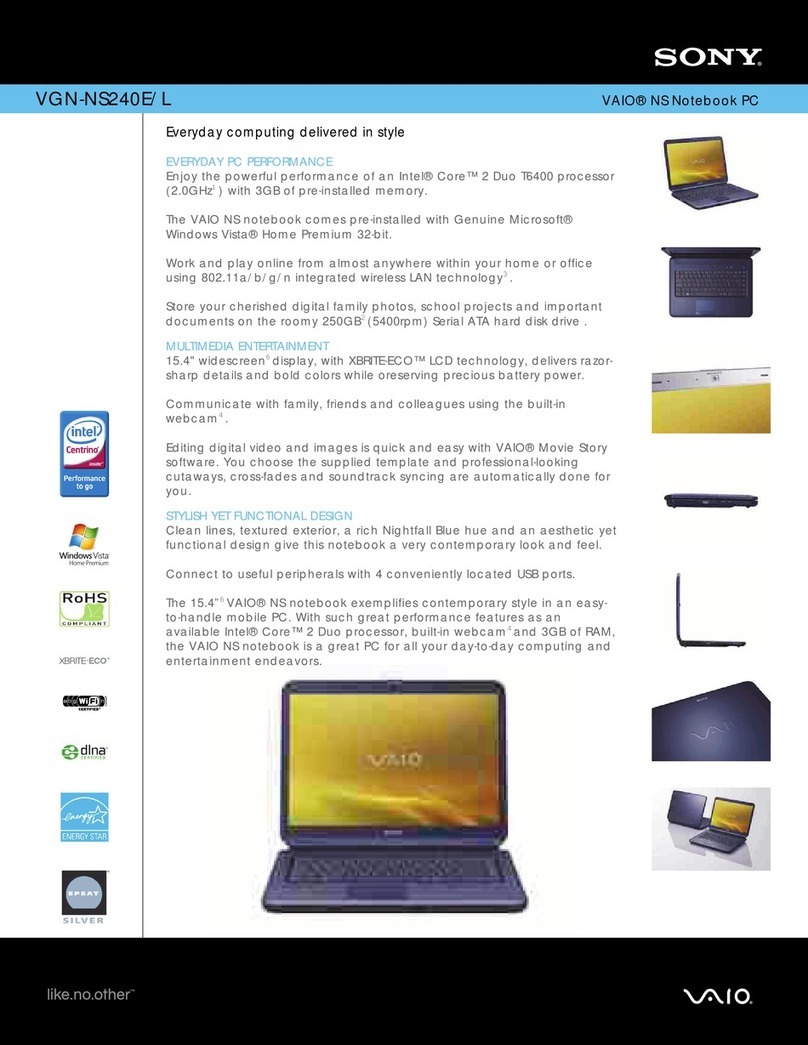Sony VGN-NS240E/L Specifications