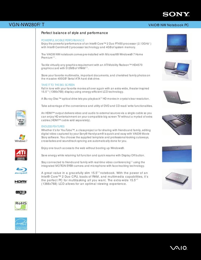 Sony VGN-NW280F/T Specifications