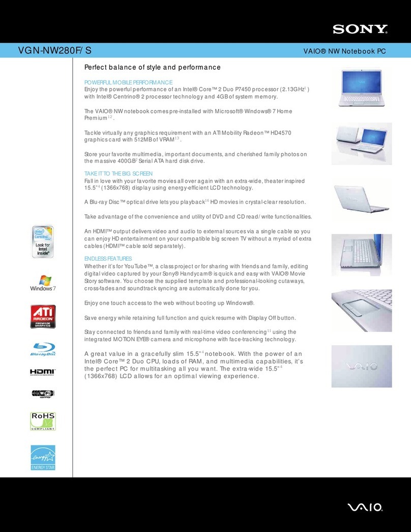 Sony VGN-NW280F/S Specifications