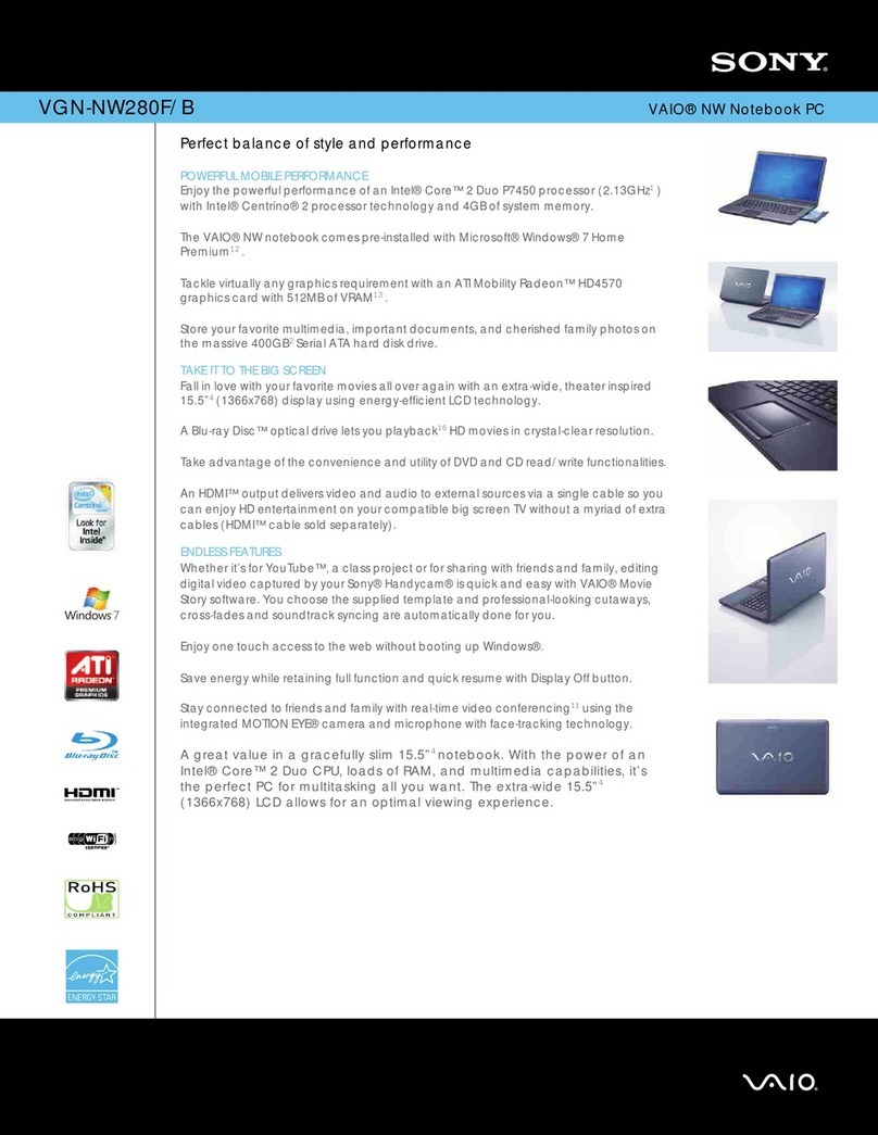 Sony VGN-NW280F/B Specifications
