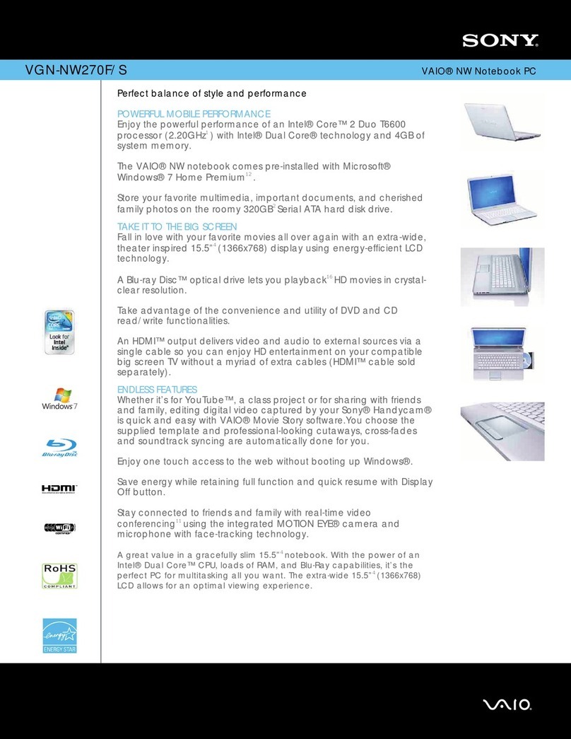 Sony VGN-NW270F/S Specifications