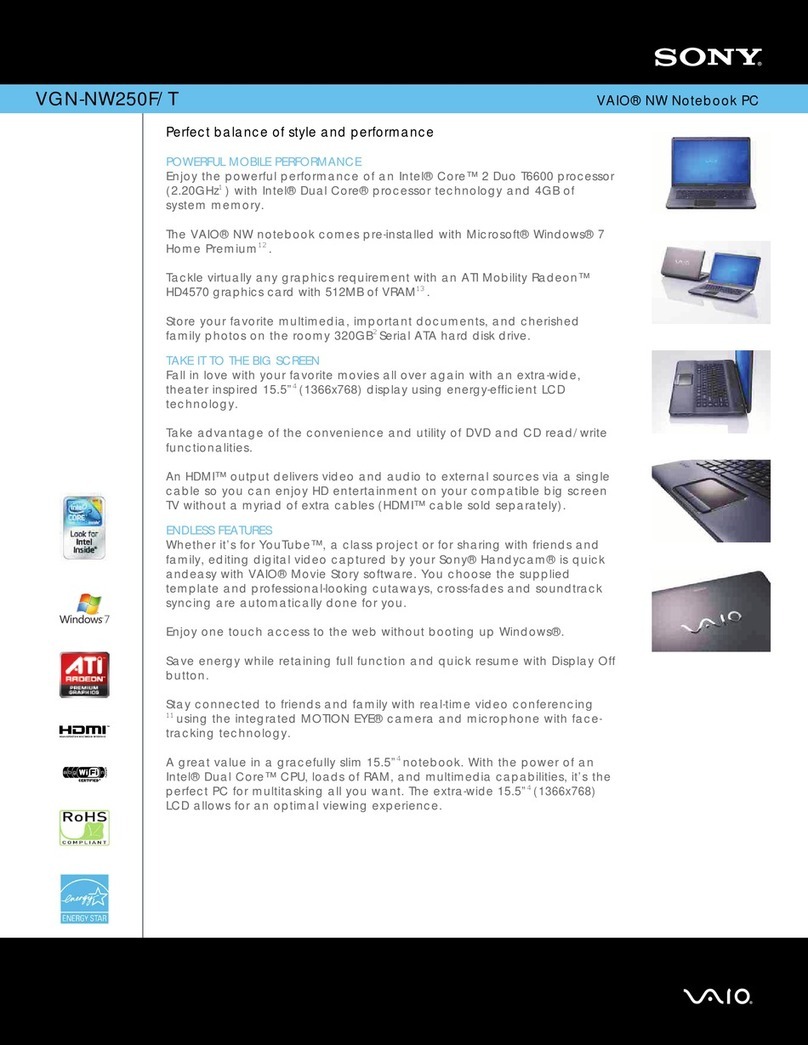 Sony VGN-NW250F/T User manual