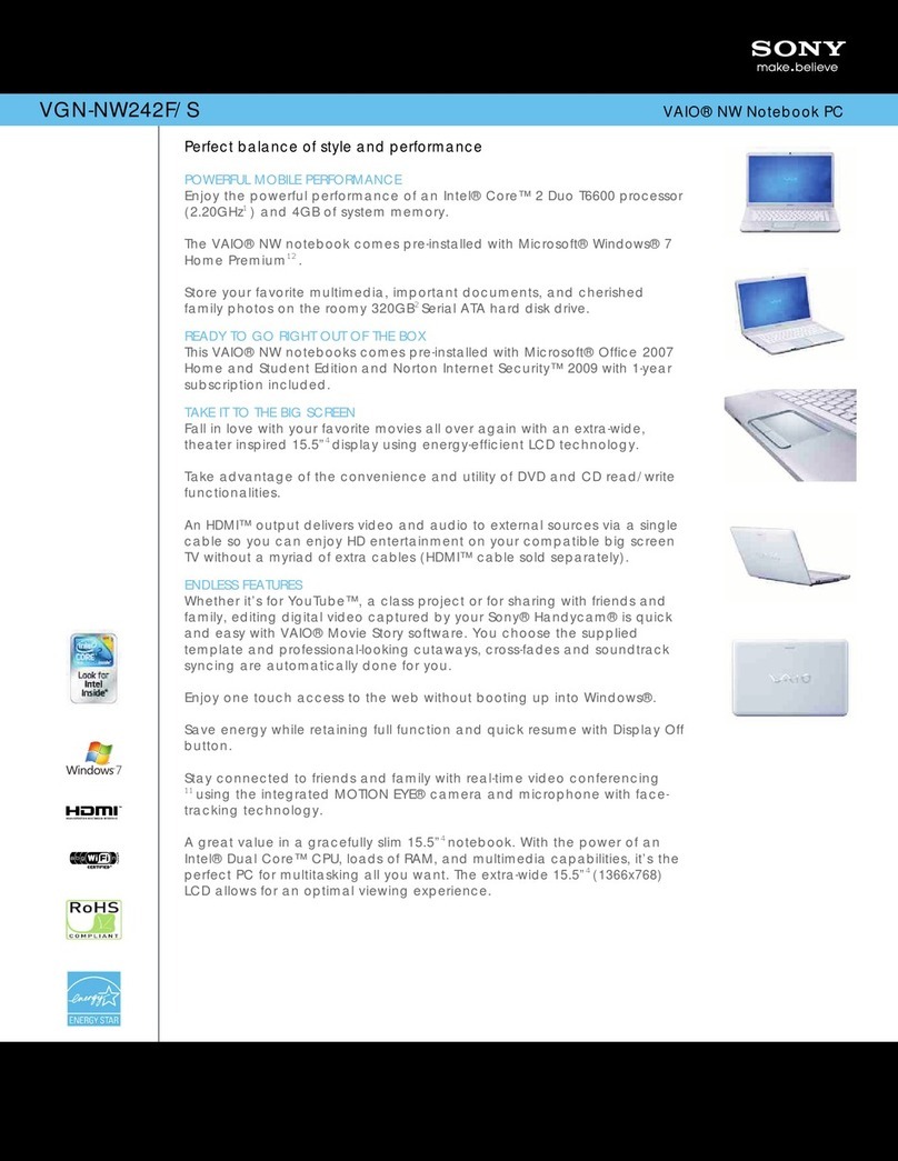 Sony VGN-NW242F/S Specifications