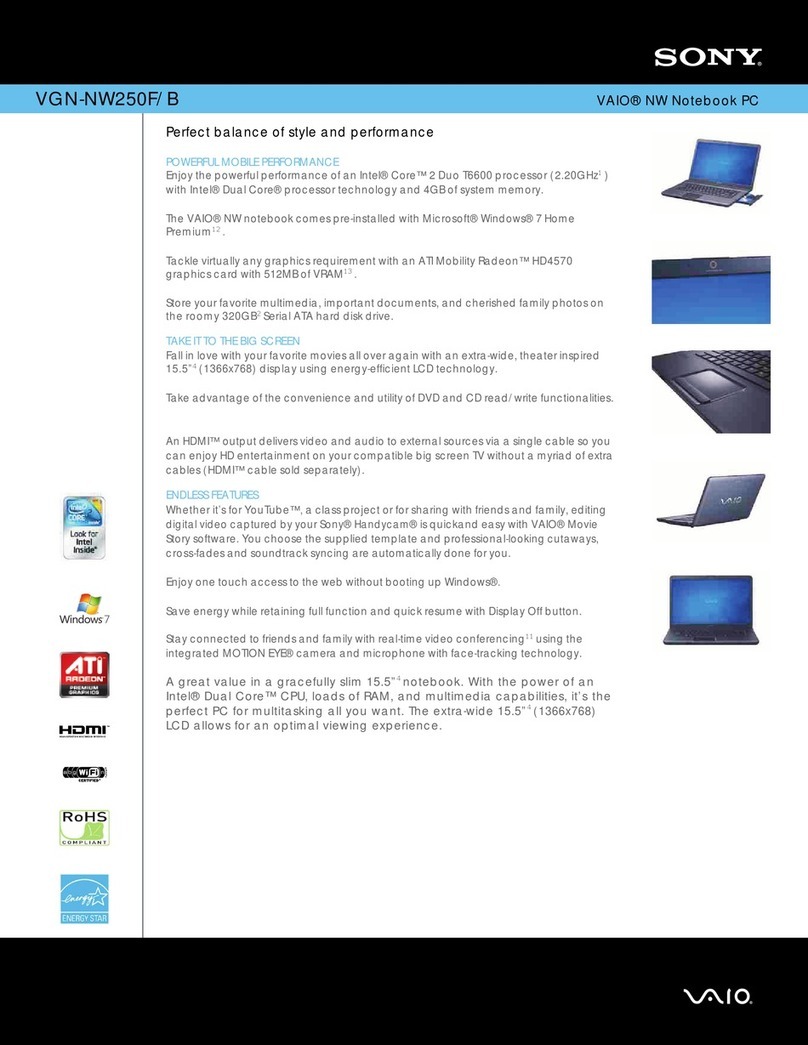 Sony VGN-NW250F/B Specifications