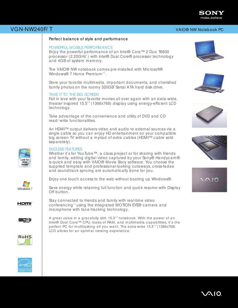 Sony VGN-NW240F/T Specifications