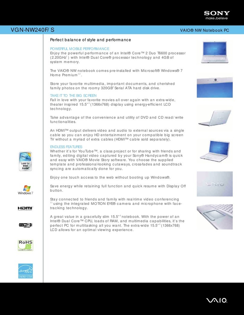 Sony VGN-NW240F/S Specifications