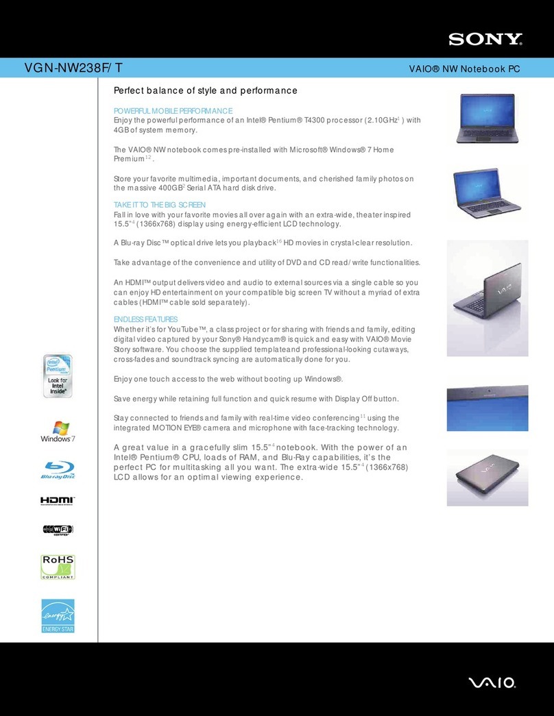Sony VGN-NW238F/T Specifications