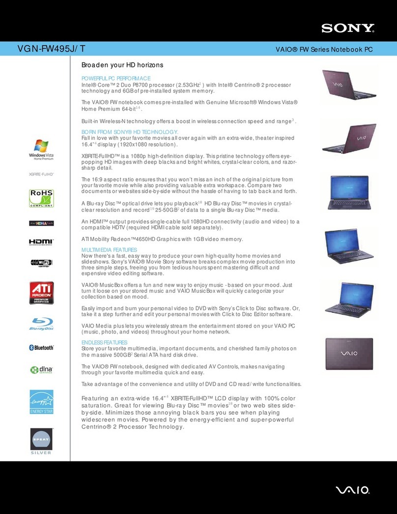 Sony VGN-FW495J Specifications