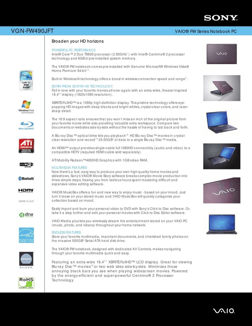 Sony VAIO VGN-FW490JFT User manual