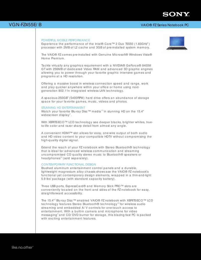 Sony VAIO VGN-FZ455E/B User manual