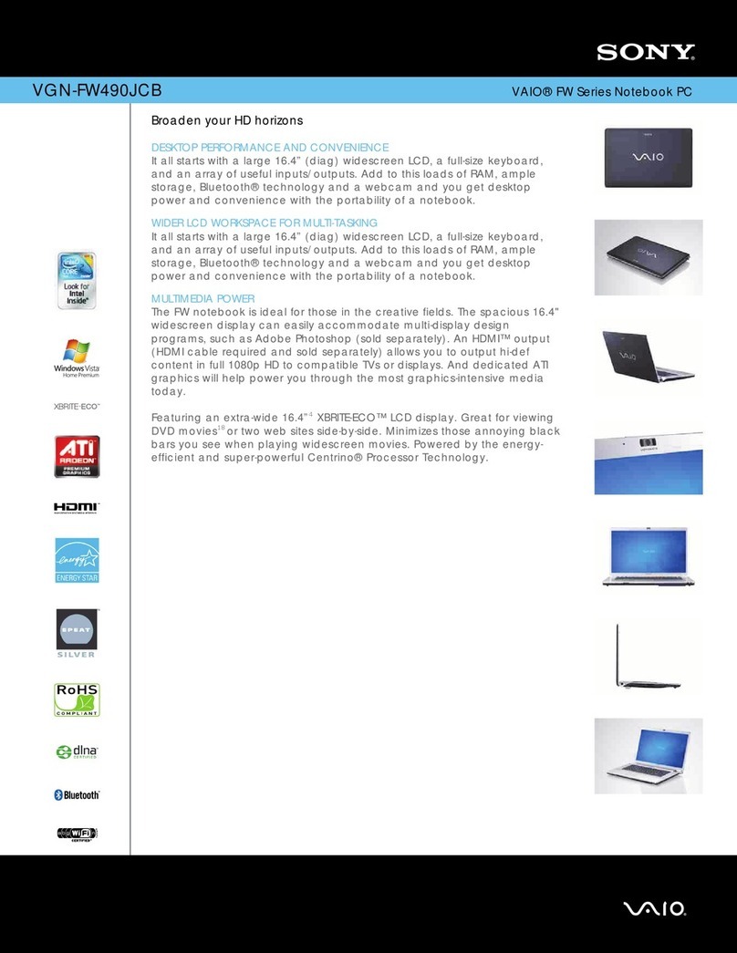 Sony VAIO VGN-FW490JCB User manual