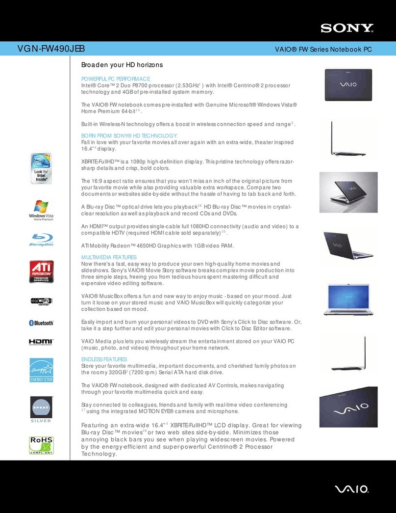 Sony VAIO VGN-FW490JEB User manual