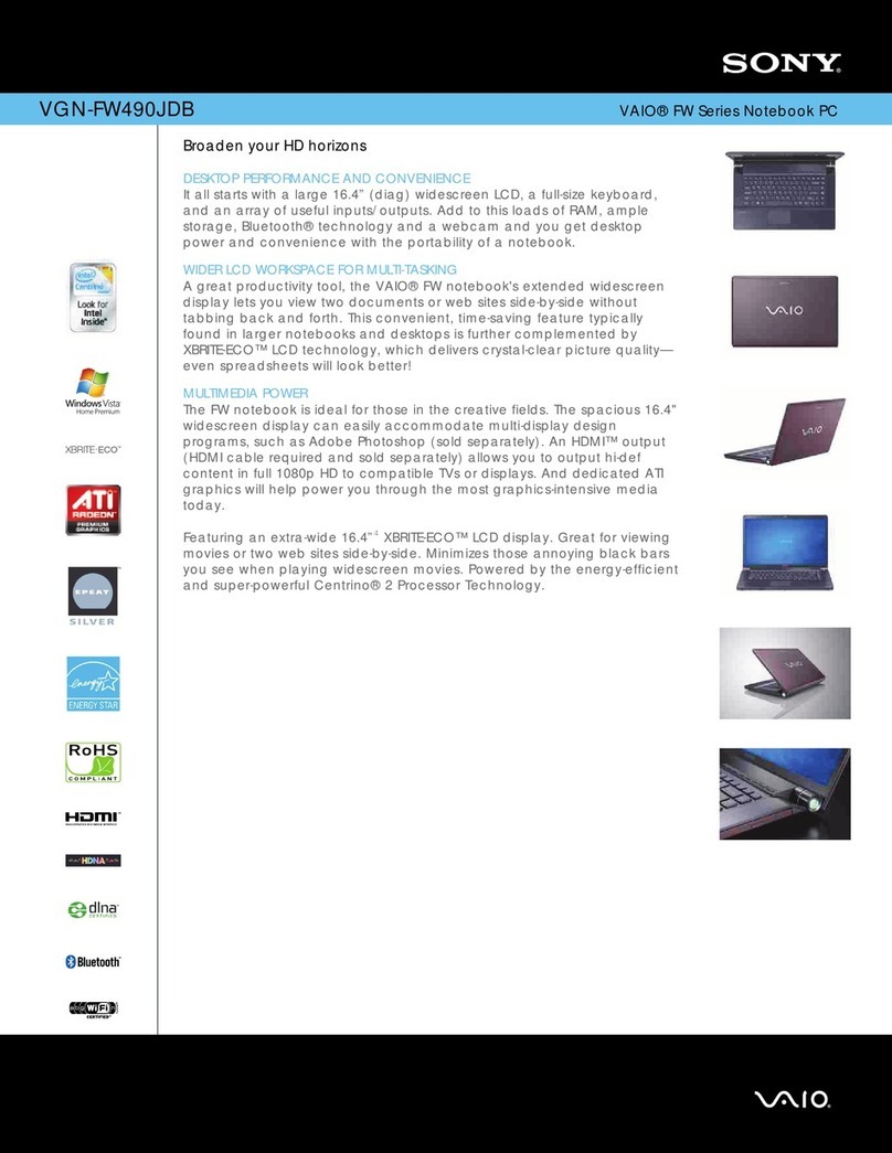 Sony VAIO VGN-FW490JDB Specifications