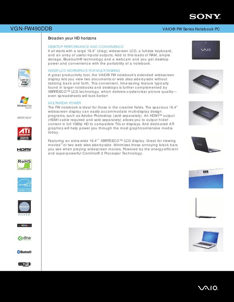 Sony VAIO VGN-FW490DDB User manual