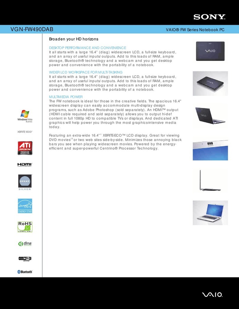 Sony VAIO VGN-FW490DAB User manual
