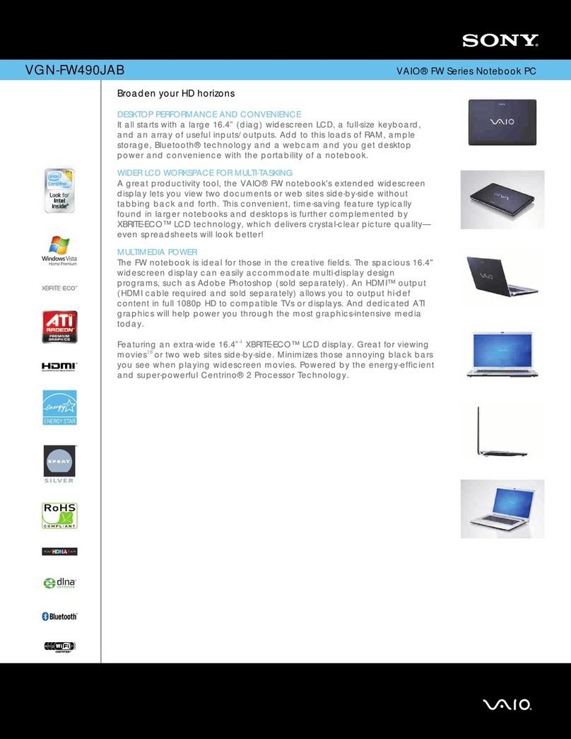 Sony VAIO VGN-FW490JAB User manual