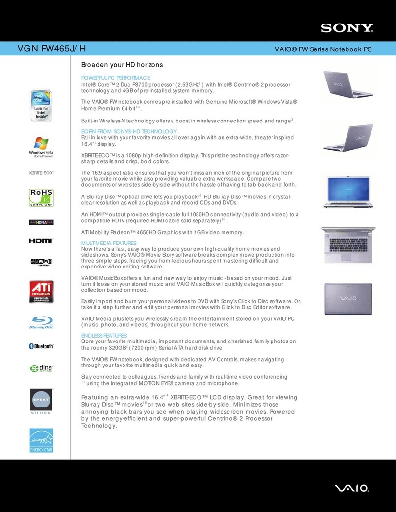 Sony VAIO VGN-FW465J/H User manual
